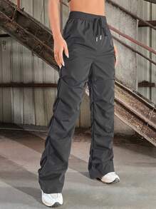 Coolane Quần Cargo cạp chun rút bên Blokecore Casual dành cho nữ - Màu xám đen - Xem 4