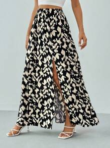 SHEIN Tall Váy xẻ nữ mùa hè họa tiết da báo Ditsy - Nhiều màu - Xem 6