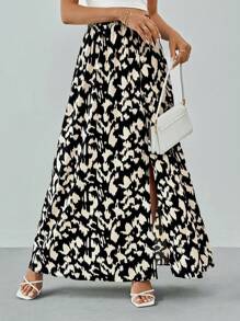 SHEIN Tall Váy xẻ nữ mùa hè họa tiết da báo Ditsy - Nhiều màu - Xem 7