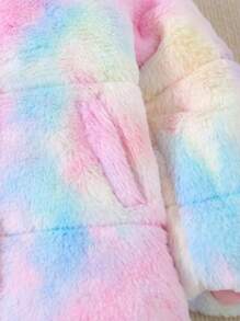 Abrigo informal acolchado con capucha y orejas 3D de felpa gruesa para bebé niña en invierno - Negro - Ver 6