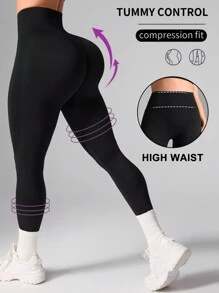 Seamluxe SHEIN Sport Leggings Esportivas com Cintura Larga para Mulheres, Calças de Ioga