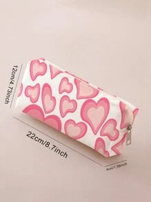 1pc Heart Pattern Pencil Bag,Back To School,School Supplies - Multicolor - View 3