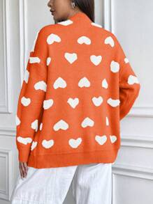 SHEIN Unity Áo len cardigan họa tiết trái tim tay raglan thường ngày cho nữ, mùa thu/đông - Nhiều màu - Xem 2