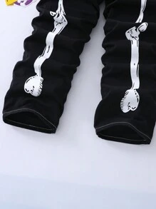 SHEIN Tween Boys' Minimal Print Denim Jeans