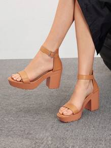 CUCCOO BIZCHIC 女式純色時尚高跟涼鞋，適合派對混搭