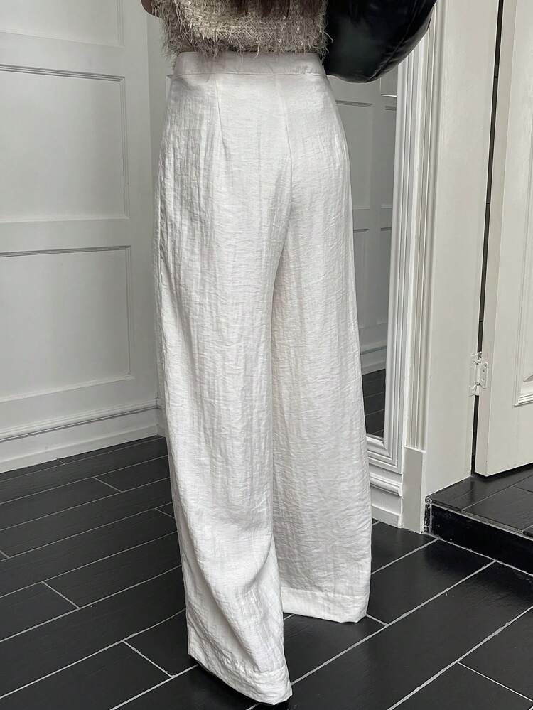 Women's Loose Wide Leg Pants With Zipper