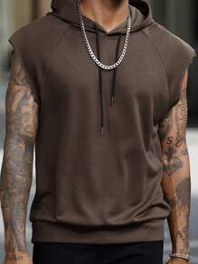 Manfinity Homme Men Brown Sleeveless Hoodie - Brown - View 1