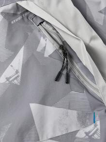 Manfinity Athleisure Giacca sportiva con chiusura lampo frontale, maniche lunghe, stampa integrale, tasche, stile boyfriend, casual, streetwear per uomo