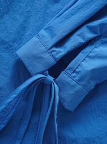 INAWLY Camisa para mujer casual y cómoda con lazo al frente - Azul - Ver 6