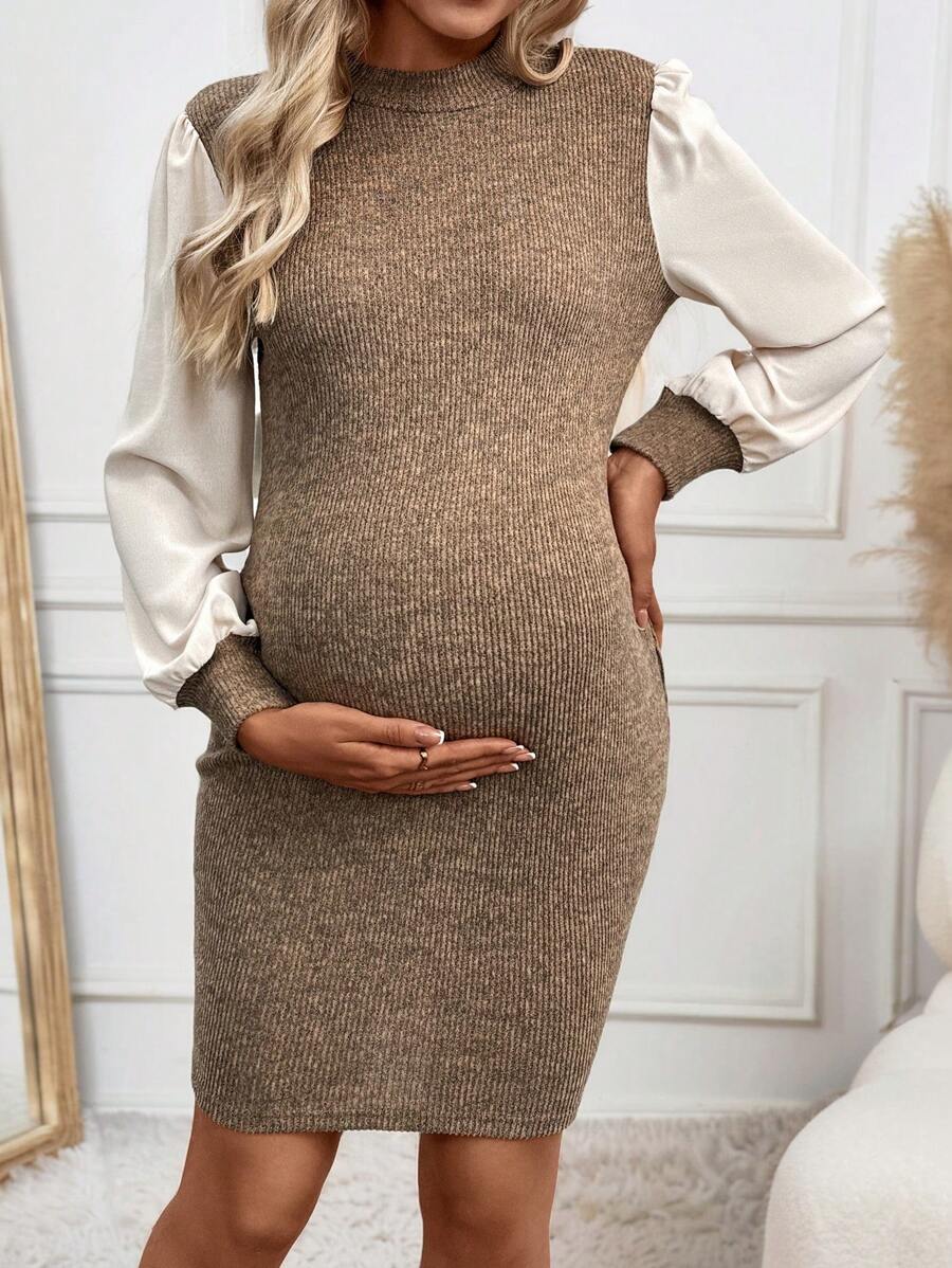 SHEIN Maternity Casual, Maternity Casual Dress - Apricot - View 1