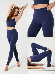 GLOWMODE 31" FeatherFit™ High-Waist Leggings With Pocket Low Impact Yoga - Dark Blue - View 8
