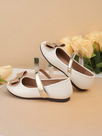 时尚百搭儿童平底鞋，新款女童蝴蝶结一脚蹬鞋