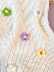 SHEIN Vestido de punto de cami con decoración floral 3D hecha a mano, ajustado para niña preadolescente