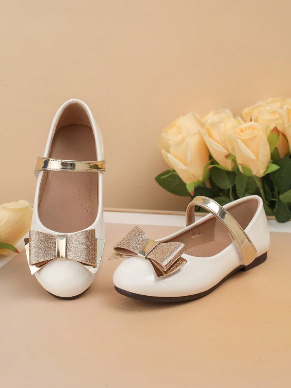 Fashionable & Versatile Flat Shoes For Children, New Style Girls Bowknot Slip-On Shoes