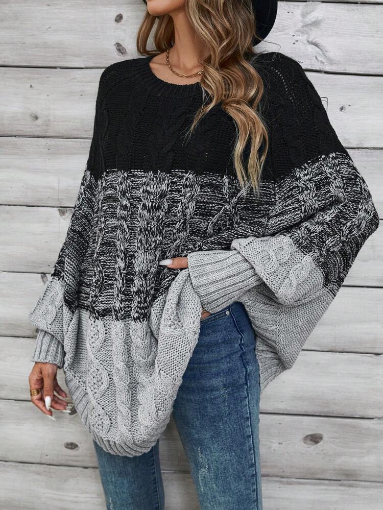 Women's Multi-Color Long Sleeve Twist Knot Crew Neck Sweater