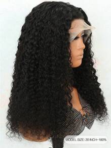 Transparent Lace Kinky Curly T Part Lace Wigs Real Human Hair Lace Frontal Closure Natural Black Color Wigs With Front Baby Hair Pre Plucked Natural Hairline Wig