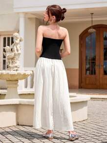 Aveloria Rosie High-End French Design Color Blocking Pleated Bandeau Dress