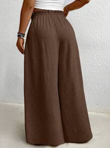 Linhara CURVE Kích thước lớn Thời trang nữ Màu thuần Lỏng dài Quần - Màu Khaki - Xem 2