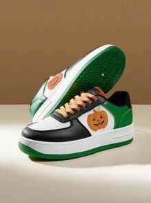 CUCCOO EASI Scarpe sportive da donna con suola spessa, allacciate, con stampa di zucche, bicolore, casual, con platform, adatte per l'autunno e la primavera, motivo zucche di Ognissanti - Multicolore - Visualizzare 8