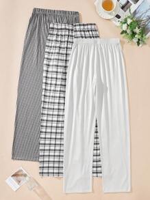 3件套女士简约前扣休闲睡裤 - 彩色 - 查看 2