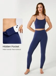 GLOWMODE 31" FeatherFit™ High-Waist Leggings With Pocket Low Impact Yoga - Dark Blue - View 3