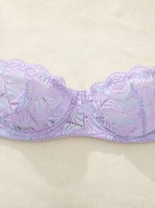SHEIN Sexy en comfortabele damesbeha met paarse kant en halve cup, lingerie