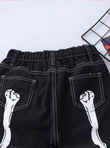 SHEIN Tween Boys' Minimal Print Denim Jeans