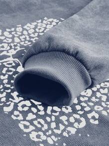 INAWLY Áo thun dài tay cổ tròn in họa tiết cỡ lớn dành cho nữ, thích hợp mặc mùa xuân và mùa đông. - Màu xanh lam - Xem 6