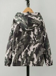 SHEIN 男童迷彩户外长袖连帽夹克 - 彩色 - 查看 2