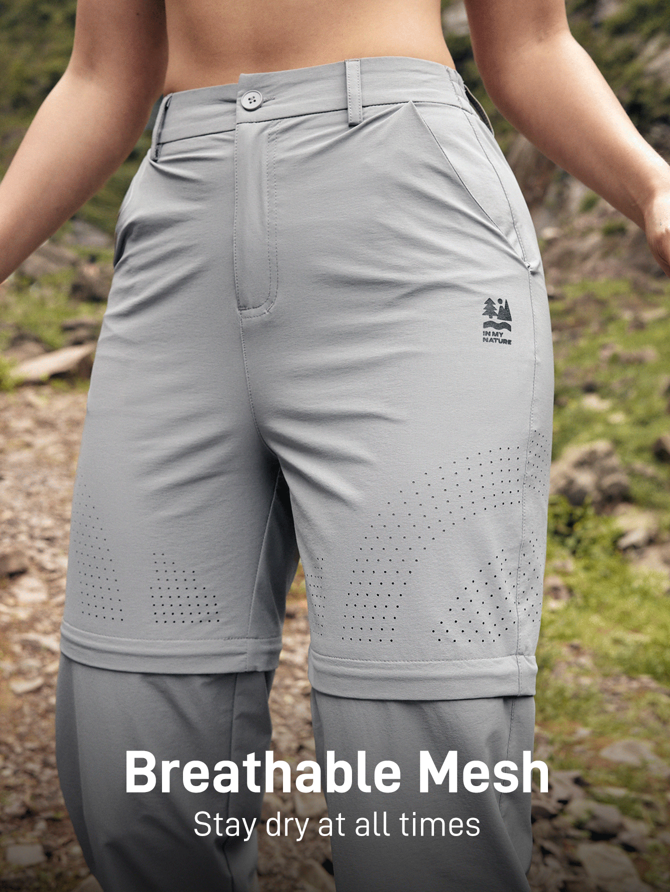 In My Nature Enfärgade utomhusbyxor för kvinnor med fickor - Grå - Visa 3