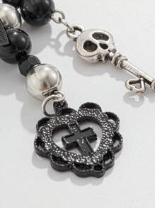 ROMWE Kawaii 1 chiếc móc chìa khóa hình đầu lâu hình nơ đeo cổ hình Punk & dễ thương, thích hợp cho túi xách, điện thoại, quà tặng Halloween cho bạn bè và các cặp đôi ngày lễ tình nhân - Nhiều màu - Xem 2