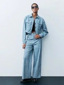 Maija Women's Front Button Pocket Simple Casual Long Pants - Grey - View 5
