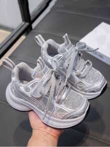 2024 Nuevo otoño Zapatos deportivos para niños, zapatillas de running casuales ligeras con  y lentejuelas para niñas, para niños grandes