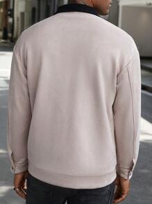 Manfinity Homme Chaqueta con cuello de contraste y gráfico de eslogan para hombres - Rosa - Ver 6