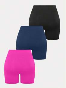 Easithlete Solid Color High Waist Seamless Sports Shorts