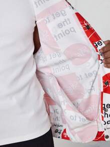 Manfinity VCAY Áo khoác nam tay dài cài nút họa tiết chữ và kẻ caro thời trang dạo phố, dành cho mùa thu đông - Đỏ - Xem 5