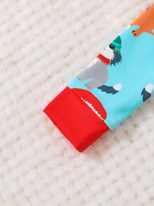 Baby Boy Cute Christmas Dog All Over Print Long Sleeve Zipper Front Snug Fit Pajama Jumpsuit - Multicolor - View 4