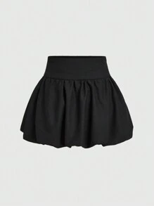Forever 21 Casual Black Puff Flower Budding Skirt, Summer - Black - View 5