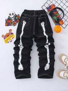 SHEIN Tween Boys' Minimal Print Denim Jeans