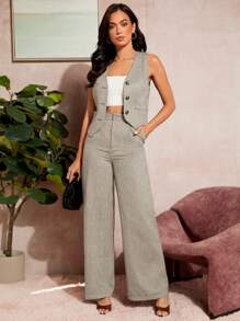 Firerie 女士直筒休闲纯色长裤，时尚街头服饰 - 淺灰色 - 查看 4