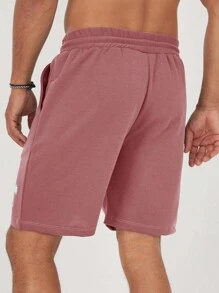 EURMUSE Men's Palm Tree Printed Drawstring Elastic Waist Loose Shorts For Vacation - Pink - View 2
