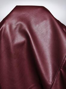 Poéselle Chaqueta/abrigo de mujer con solapa, manga larga, sobresize y con tirantes anchos, Chaqueta de poliuretano color burdeos, Abrigo de otoño invierno, Esencial de estilo chic sin esfuerzo