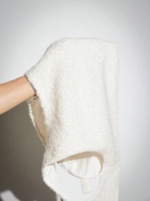 Poéselle Parte superior de tirantes versátil de polar con rayas difuminadas, ropa de mujer, ropa de otoño, unicolor, blusas blancas, para salir, blusas de mujer, blusas cortas de mujer, blusas lindas