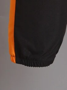 2 piezas/Set Ropa deportiva informal de niño joven con sudadera con capucha y pantalón de chándal de bloques de color, otoño