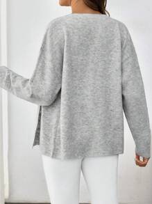 SHEIN Minimalist Casual Solid Color Cardigan Long Sleeve Sweater, For Pregnant Women, For Maternity, For Winter