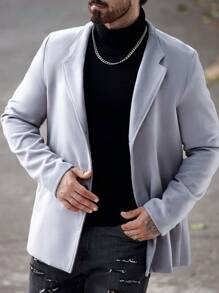 Manfinity Homme Abrigo gris sencillo y elegante de estilo casual de negocios para hombre, invierno - Gris - Ver 4