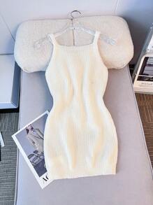 SHEIN Vestido de punto de cami con decoración floral 3D hecha a mano, ajustado para niña preadolescente