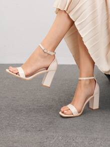 CUCCOO BIZCHIC 女士鞋方头粗跟踝带户外时尚米色高跟凉鞋春夏季度假鞋夏季促销优雅基础款商务休闲商务别致圣诞秋季新年假期 - 杏色 - 查看 5