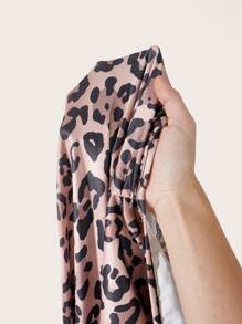 SHEIN Privé Phụ Nữ Thanh Lịch Gợi Cảm Kỳ Nghỉ Thời Trang Vintage Họa Tiết Da Báo Hở Lưng Bodycon Jumpsuit - màu nâu - Xem 9