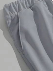 EURMUSE Män Brevtryckt Vanlig T-shirt & Kort tvådelad - Grå - Visa 4